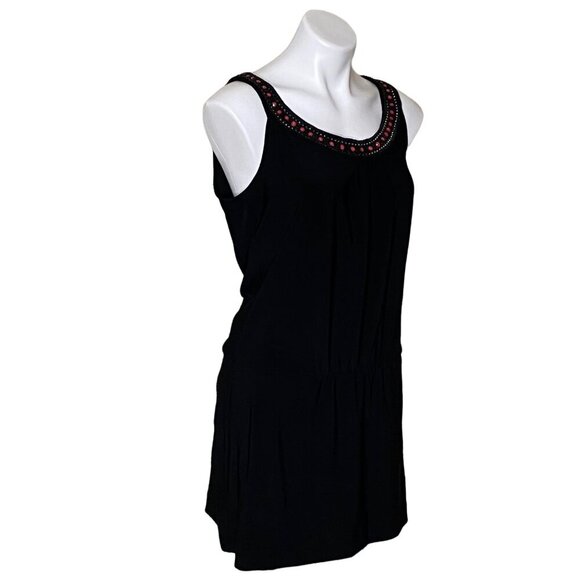White House Black Market Black Beaded Mini Dress, Sleeveless Women's Size M - Picture 3 of 9